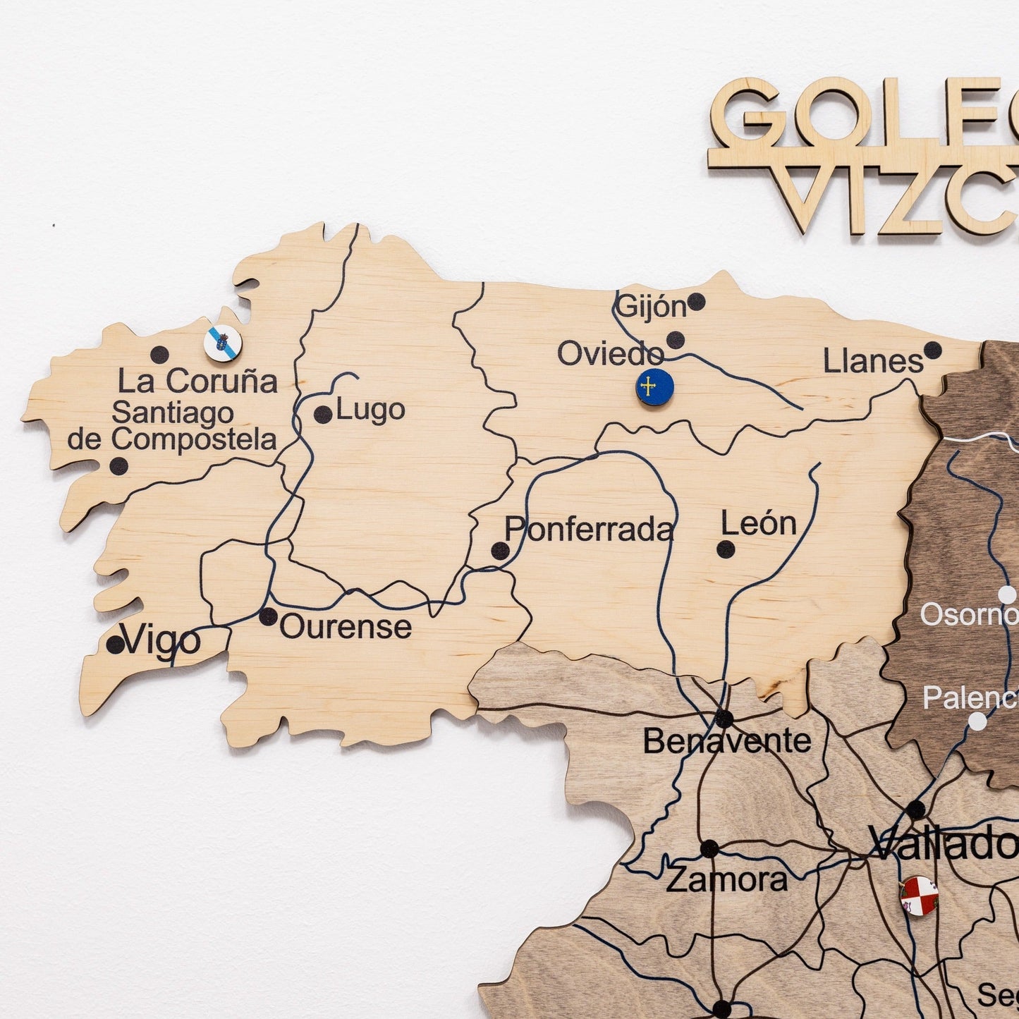 Wooden Map Of Spain Wall Art - Multicolor