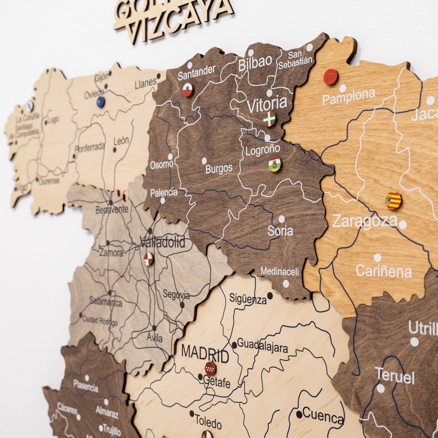 Wooden Map Of Spain Wall Art - Multicolor