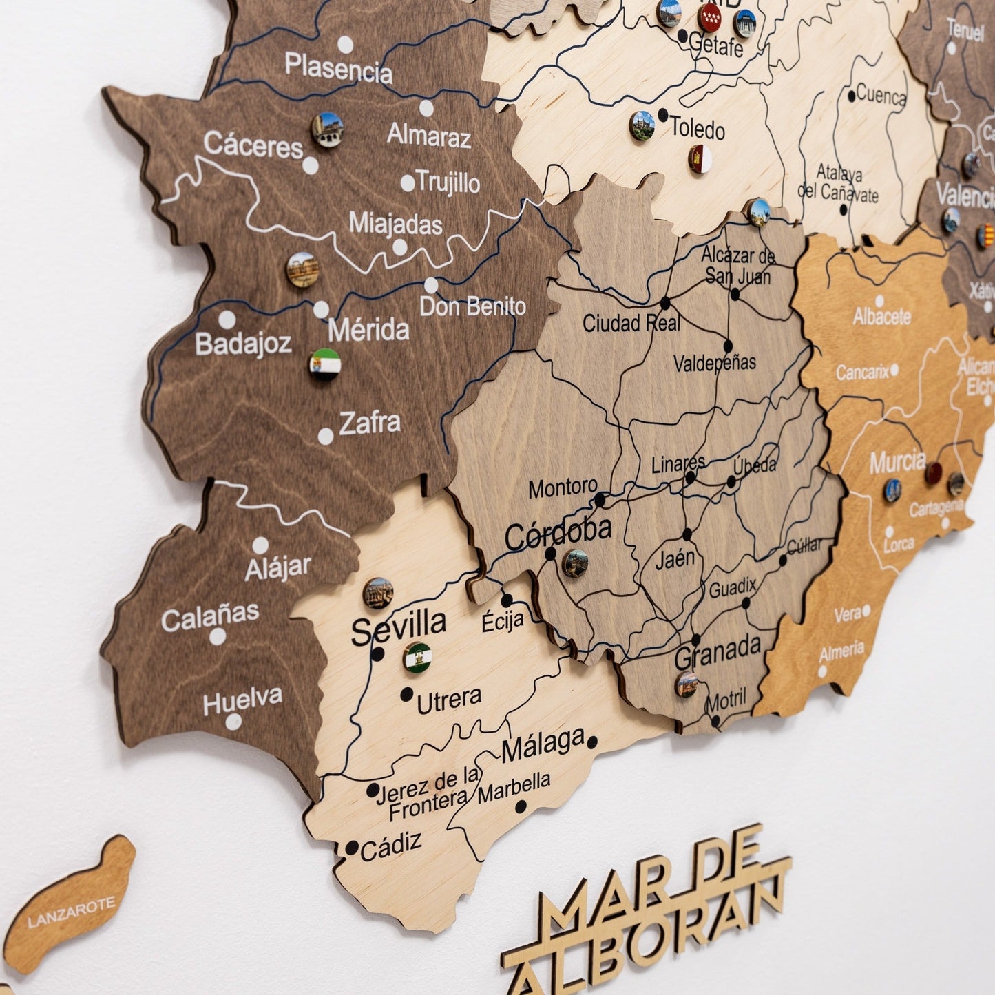 Wooden Map Of Spain Wall Art - Multicolor