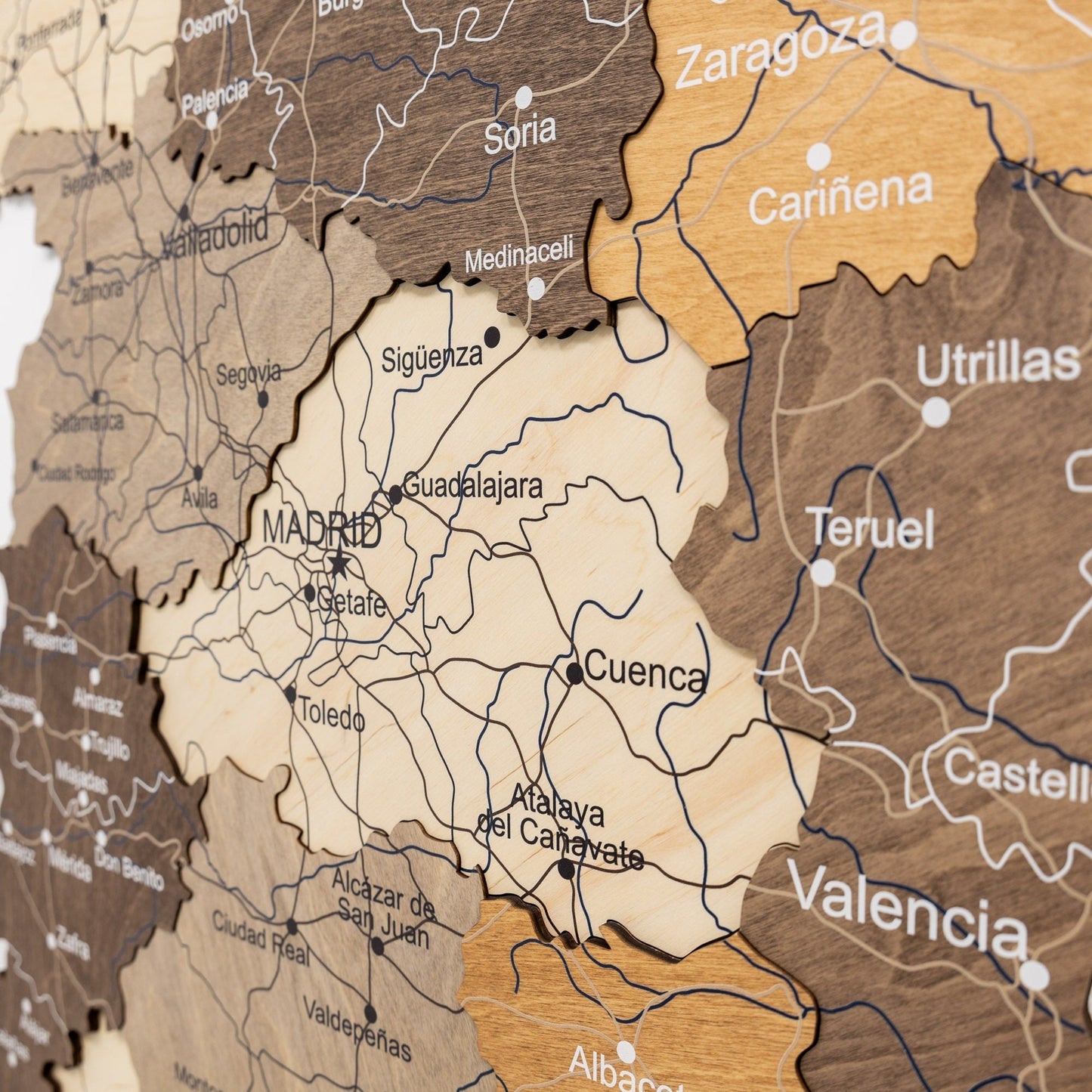 Wooden Map Of Spain Wall Art - Multicolor