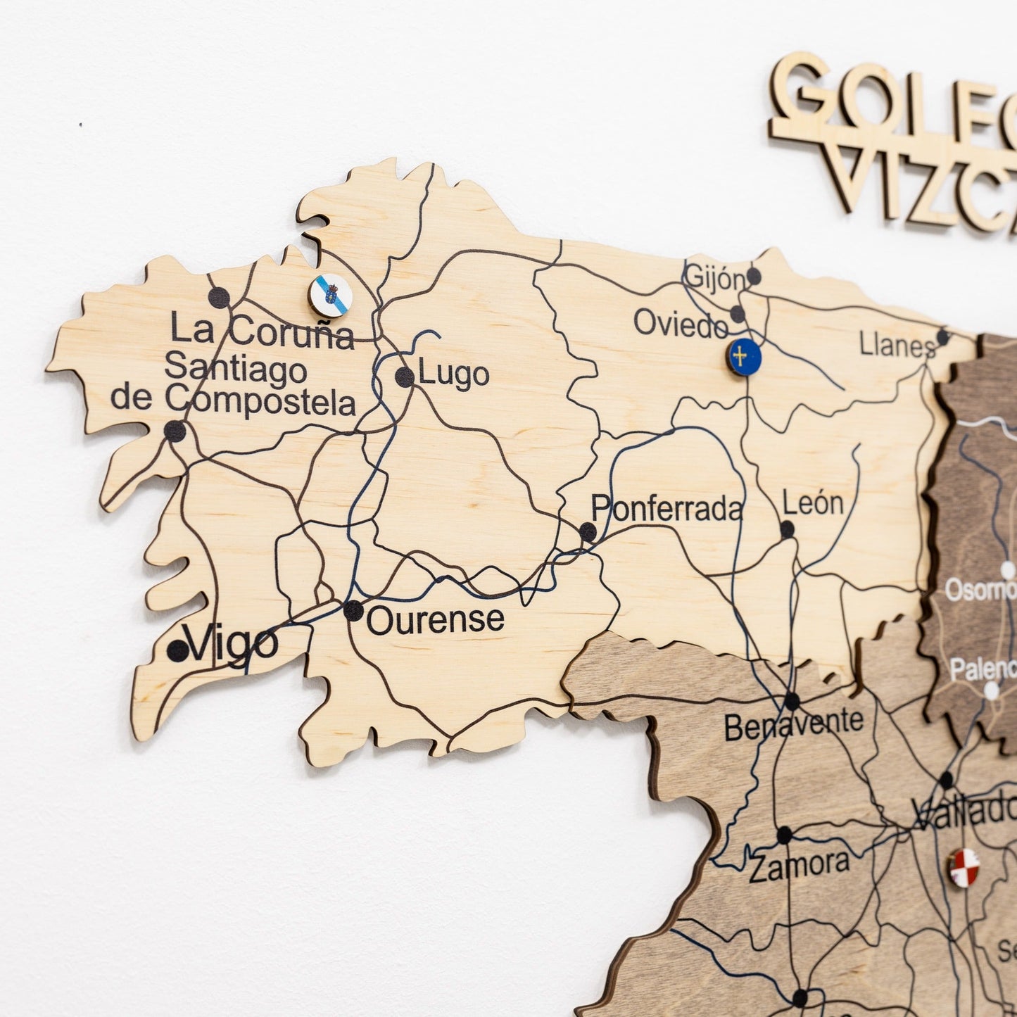 Wooden Map Of Spain Wall Art - Multicolor