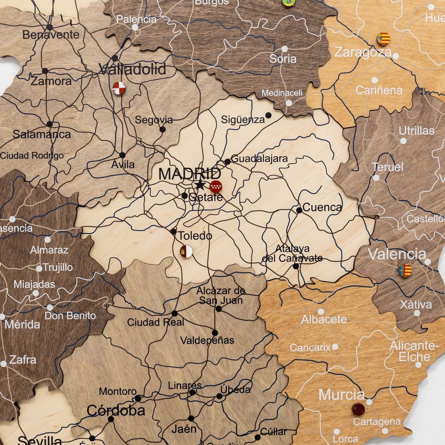 Wooden Map Of Spain Wall Art - Multicolor