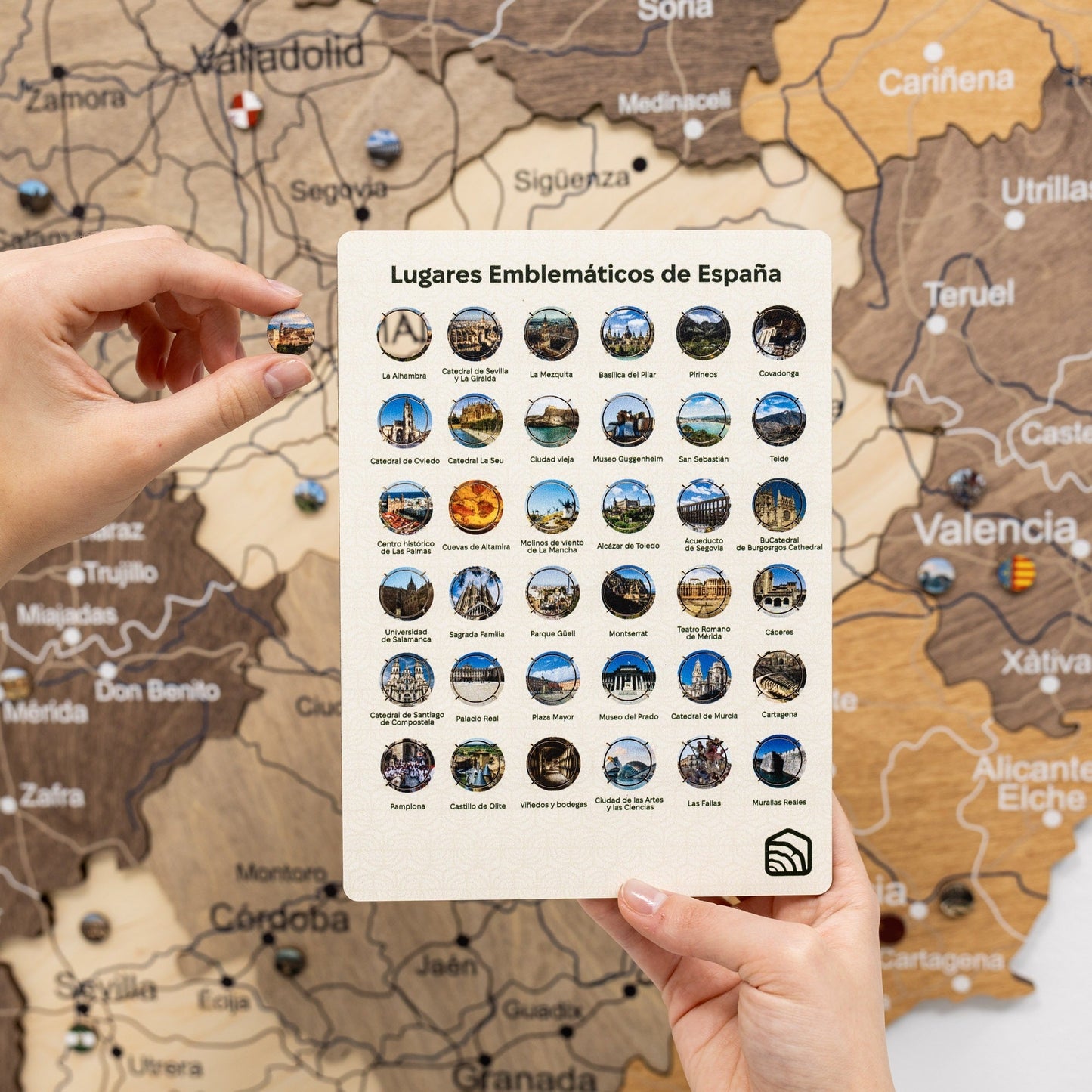 Wooden Map Of Spain Wall Art - Multicolor
