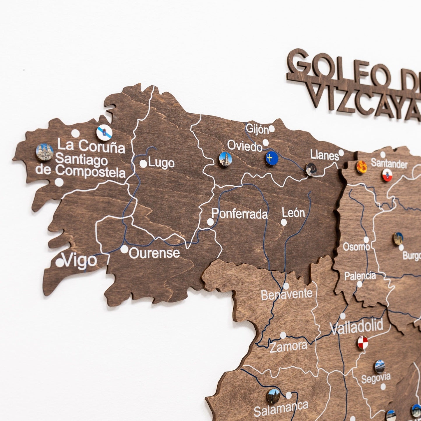 Wooden Map Of Spain Wall Art - Dark Walnut