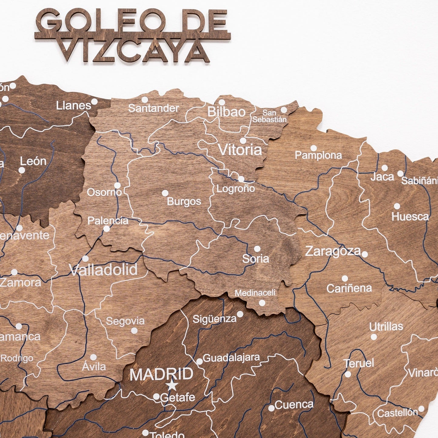 Wooden Map Of Spain Wall Art - Dark Walnut