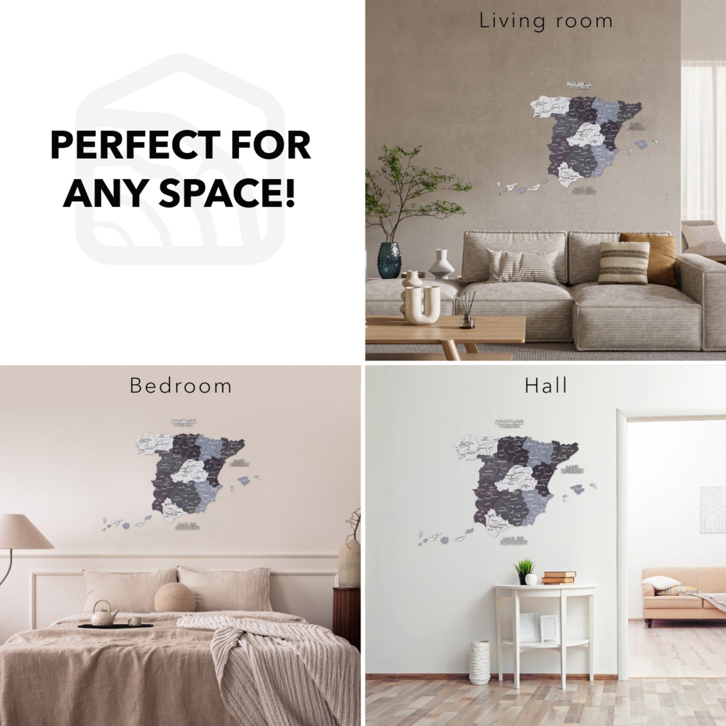 Wooden Spain Map Wall Art - Nordik