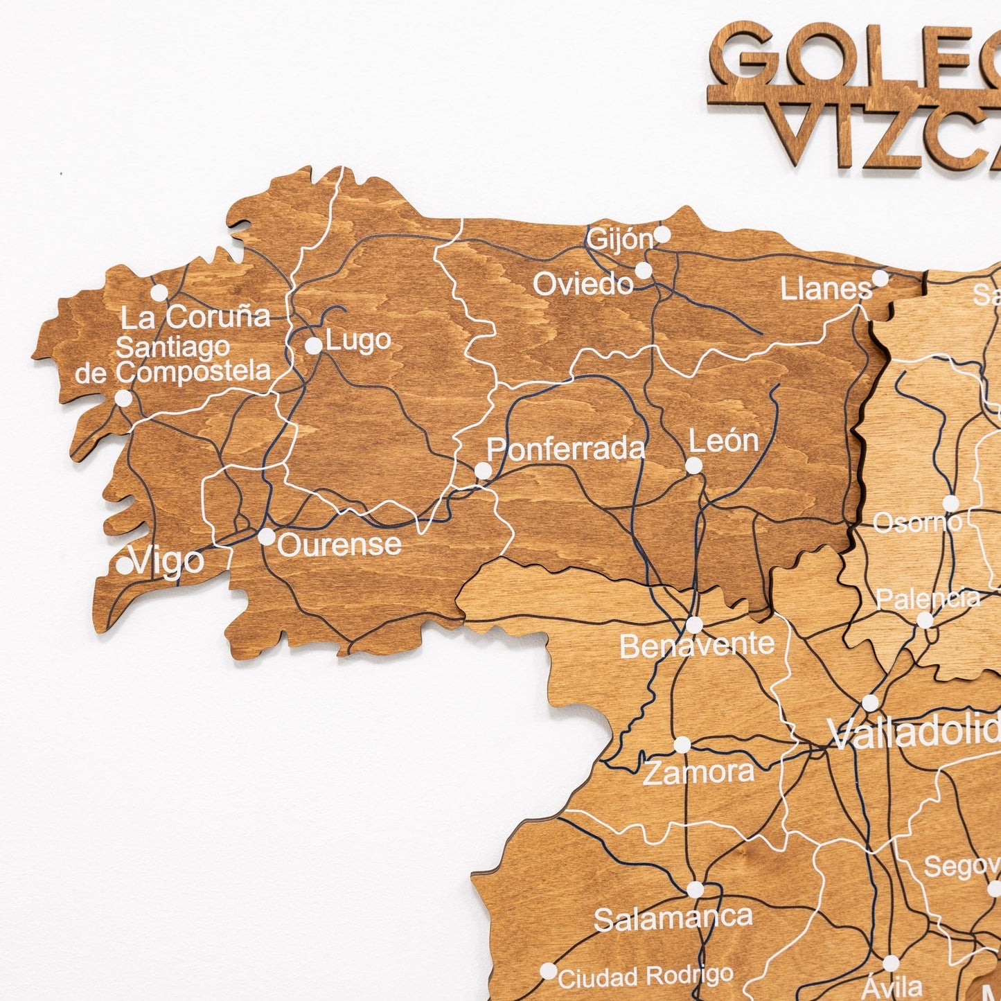 Wooden Map Of Spain Wall Art - Oak