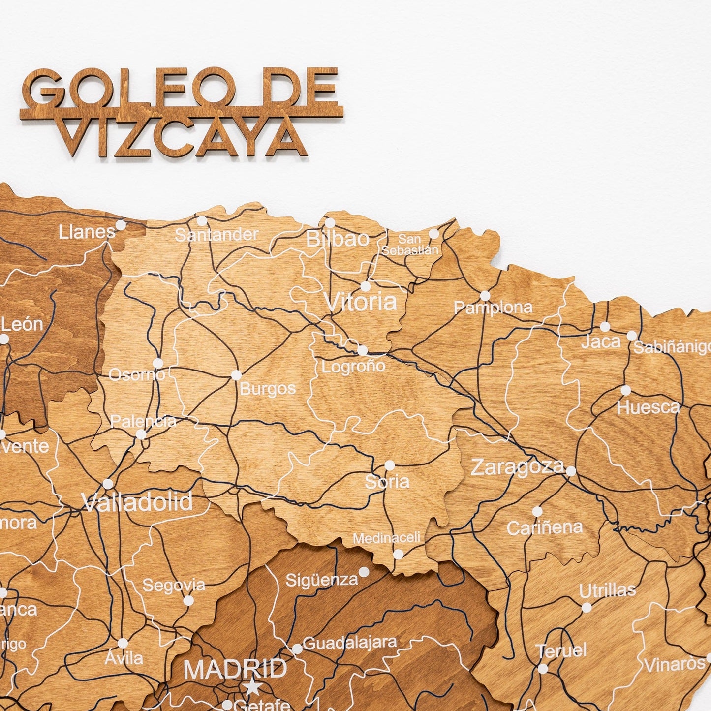 Wooden Map Of Spain Wall Art - Oak