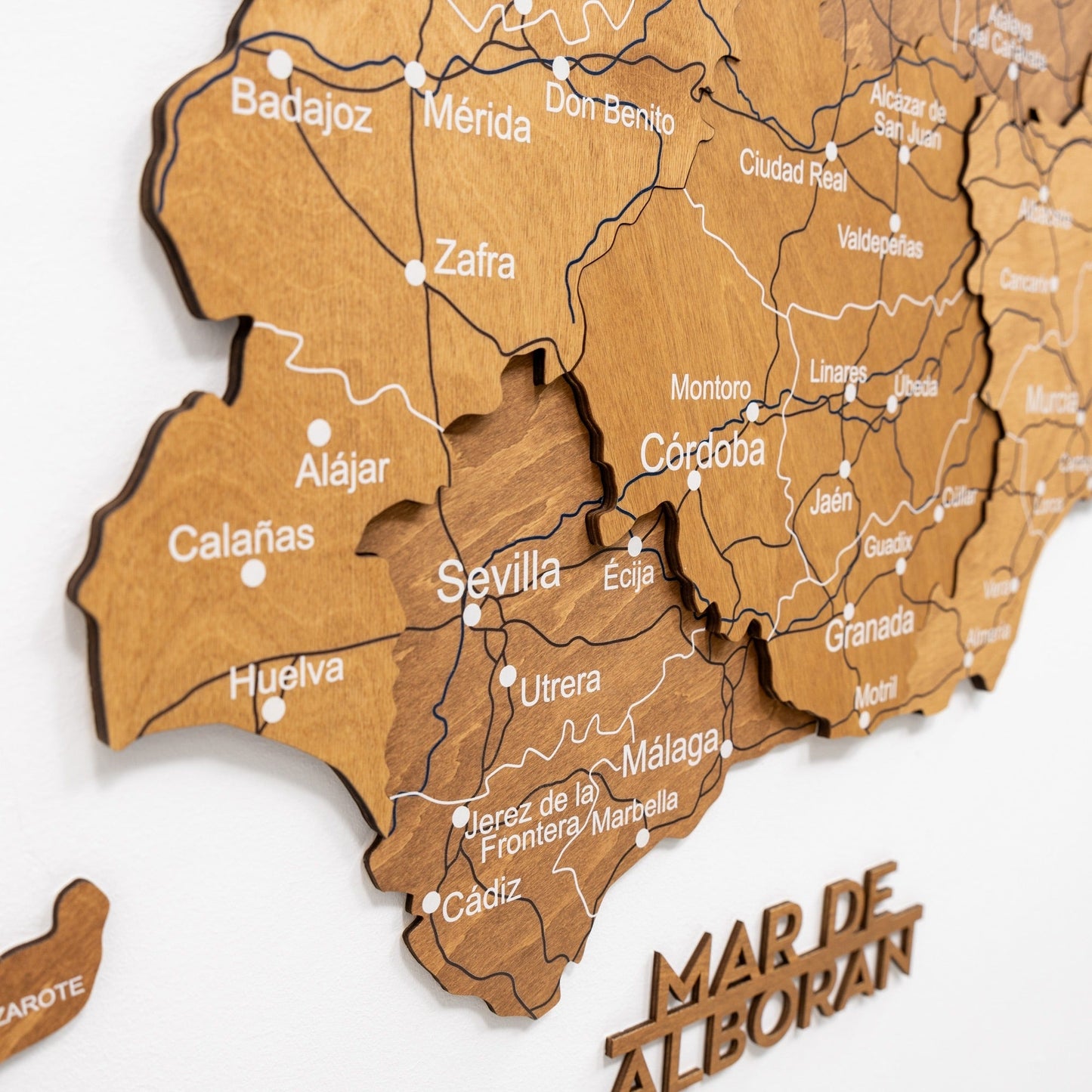 Wooden Map Of Spain Wall Art - Oak