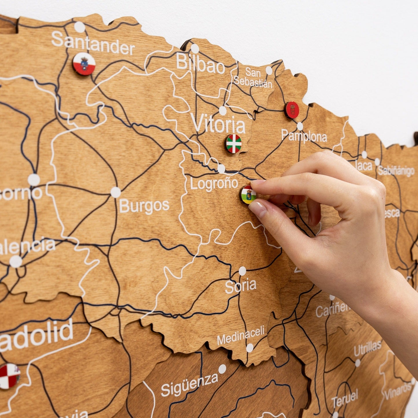 Wooden Map Of Spain Wall Art - Oak