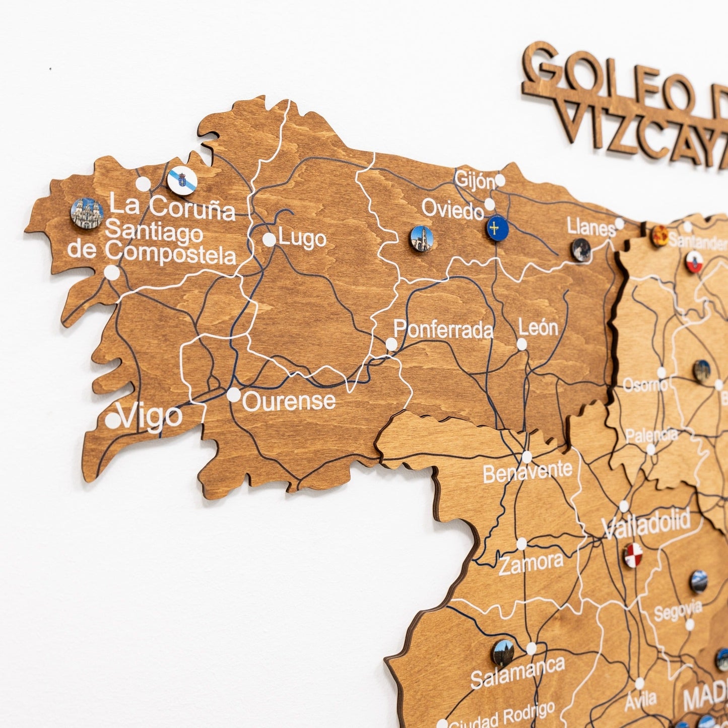 Wooden Map Of Spain Wall Art - Oak