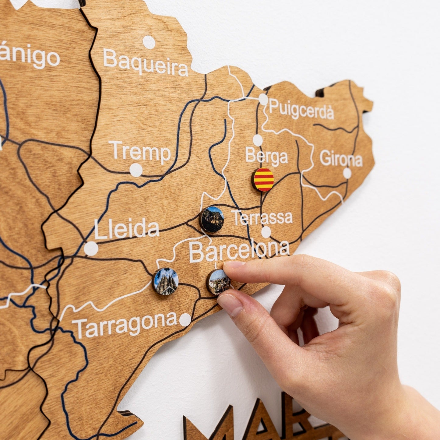 Wooden Map Of Spain Wall Art - Oak