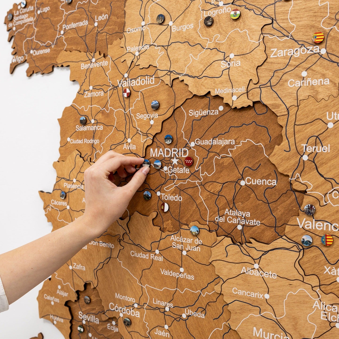 Wooden Map Of Spain Wall Art - Oak