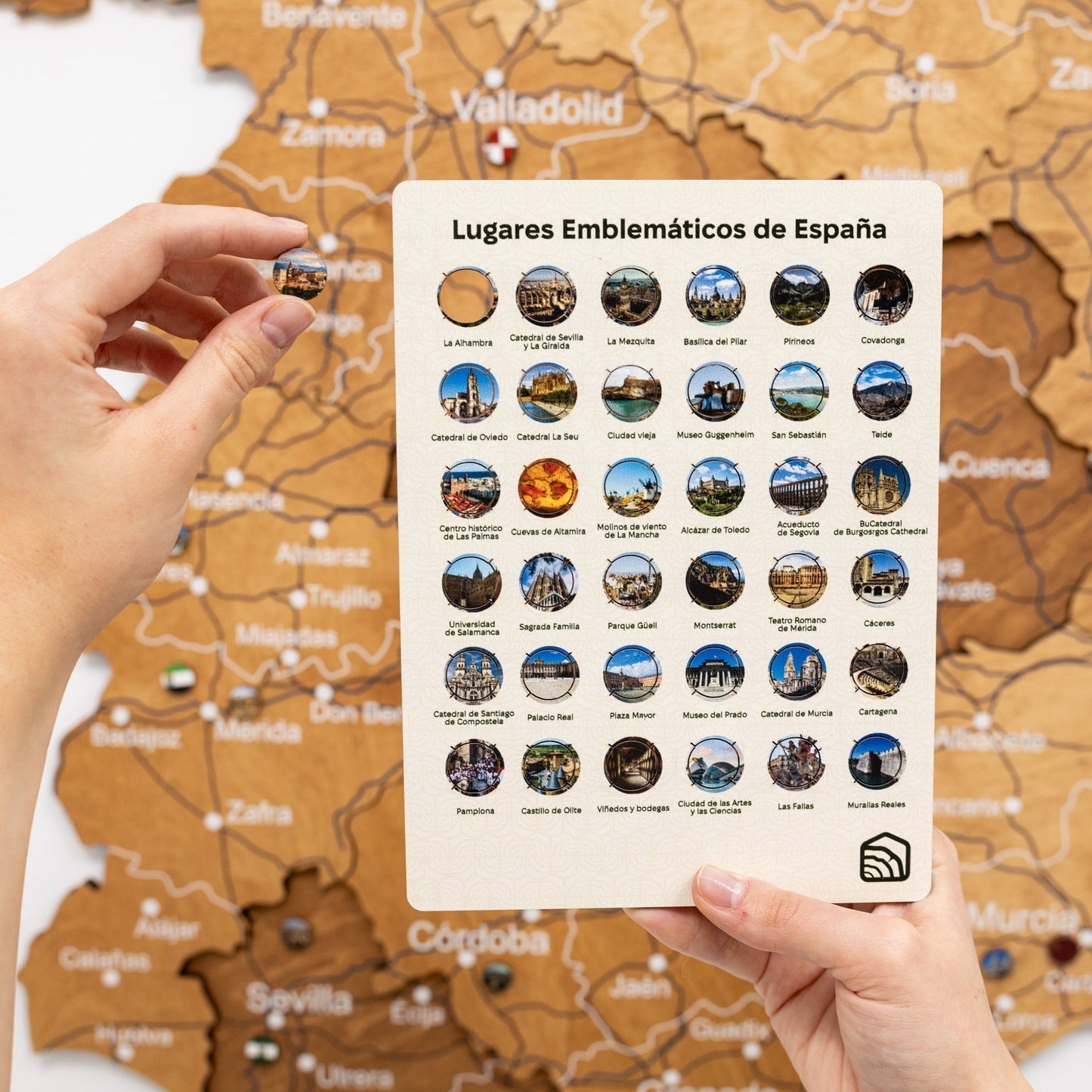 Wooden Map Of Spain Wall Art - Oak