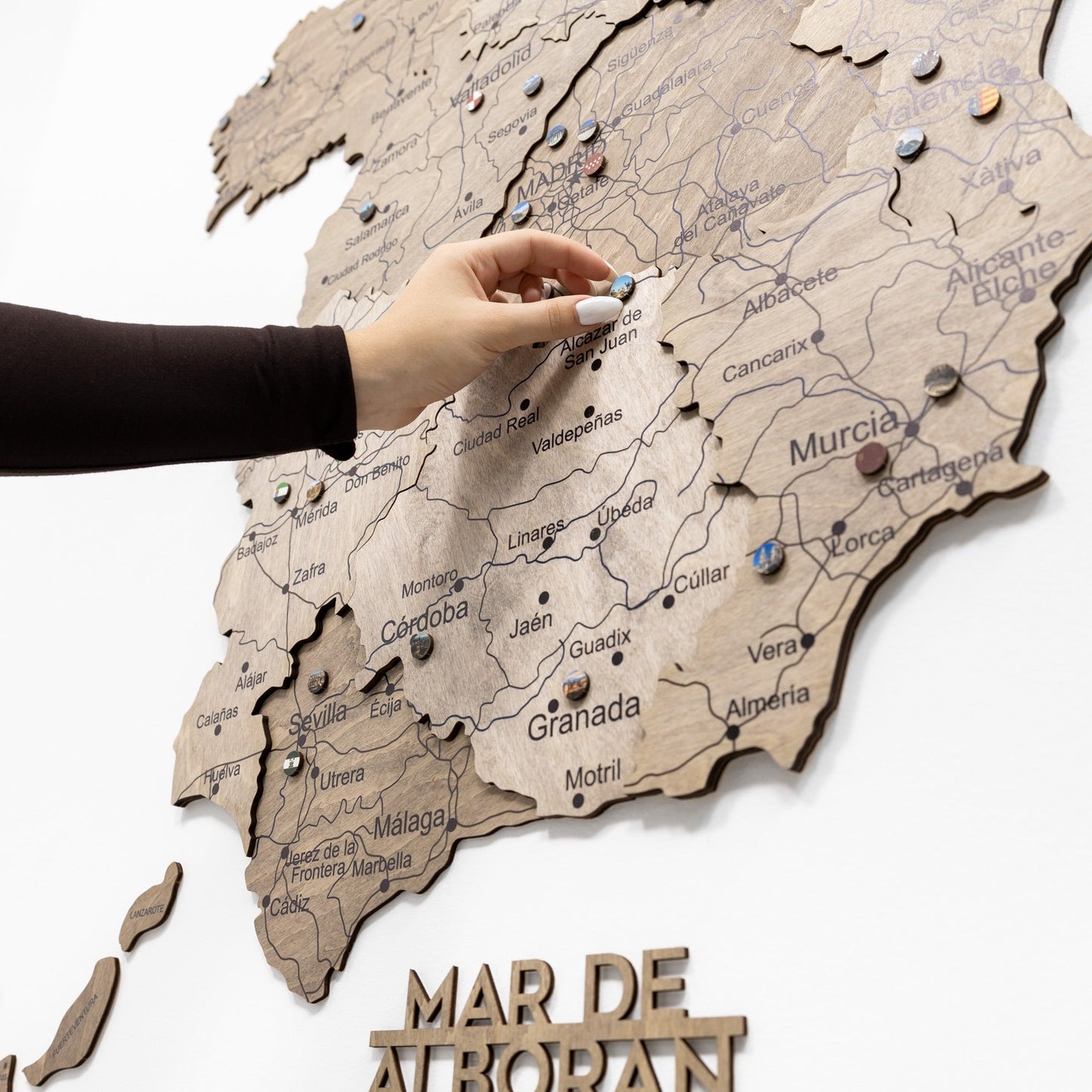 Wooden Map Of Spain Wall Art - Terra
