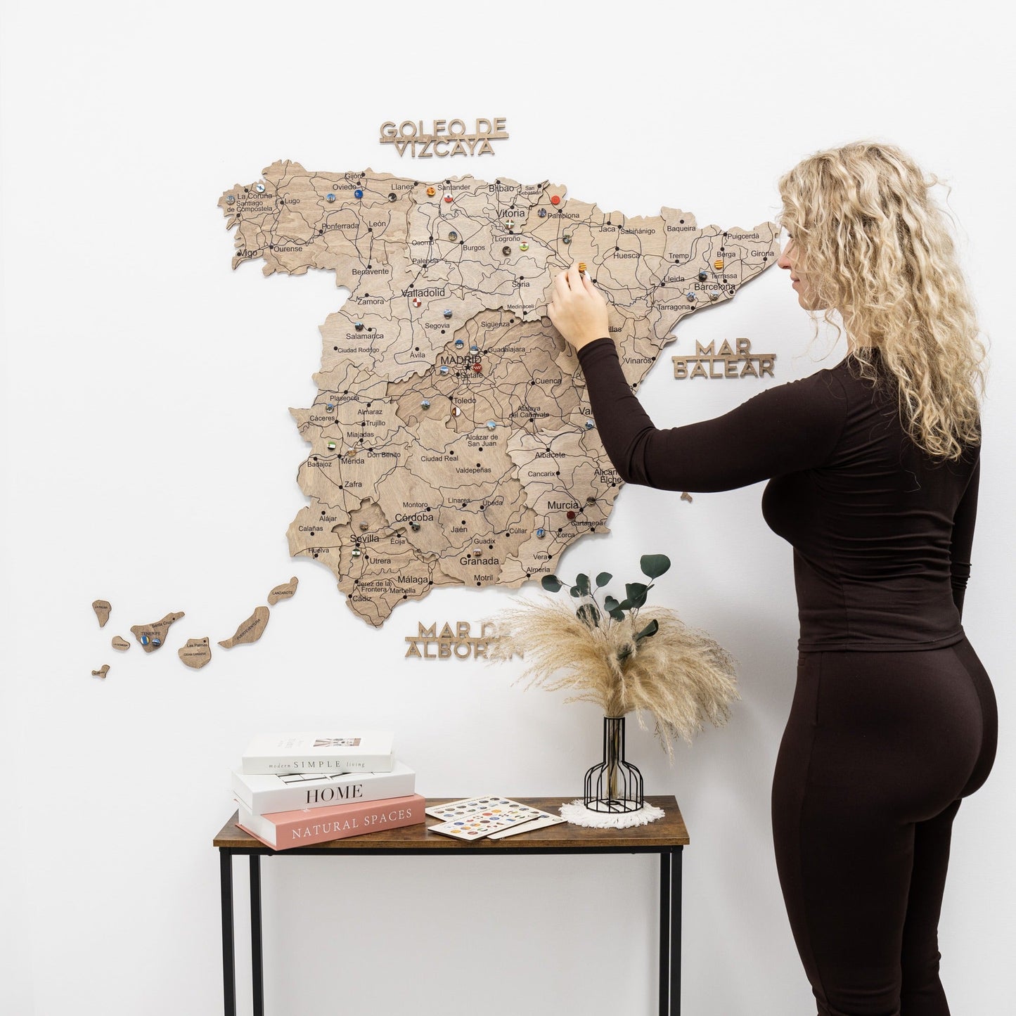 Wooden Map Of Spain Wall Art - Terra