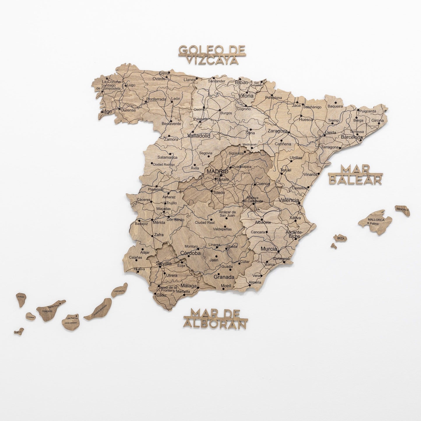 Wooden Map Of Spain Wall Art - Terra