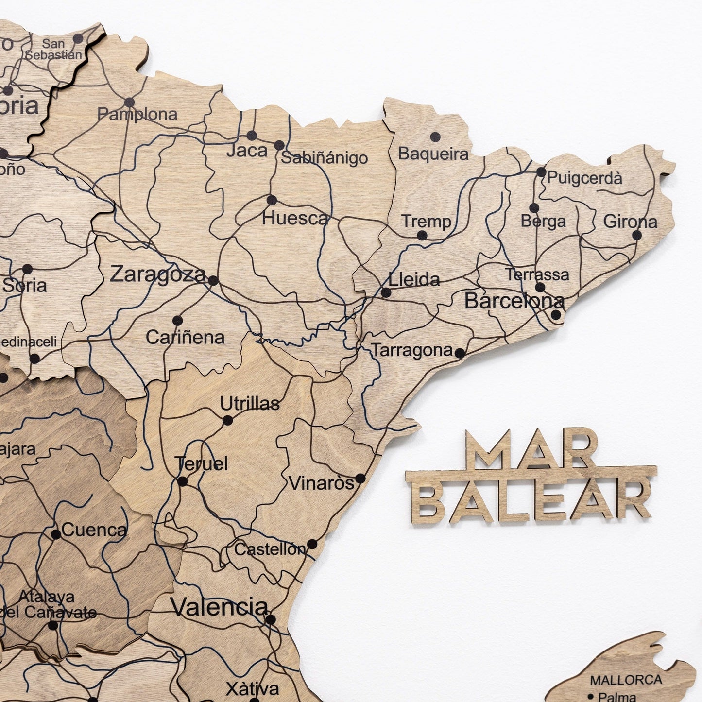 Wooden Map Of Spain Wall Art - Terra