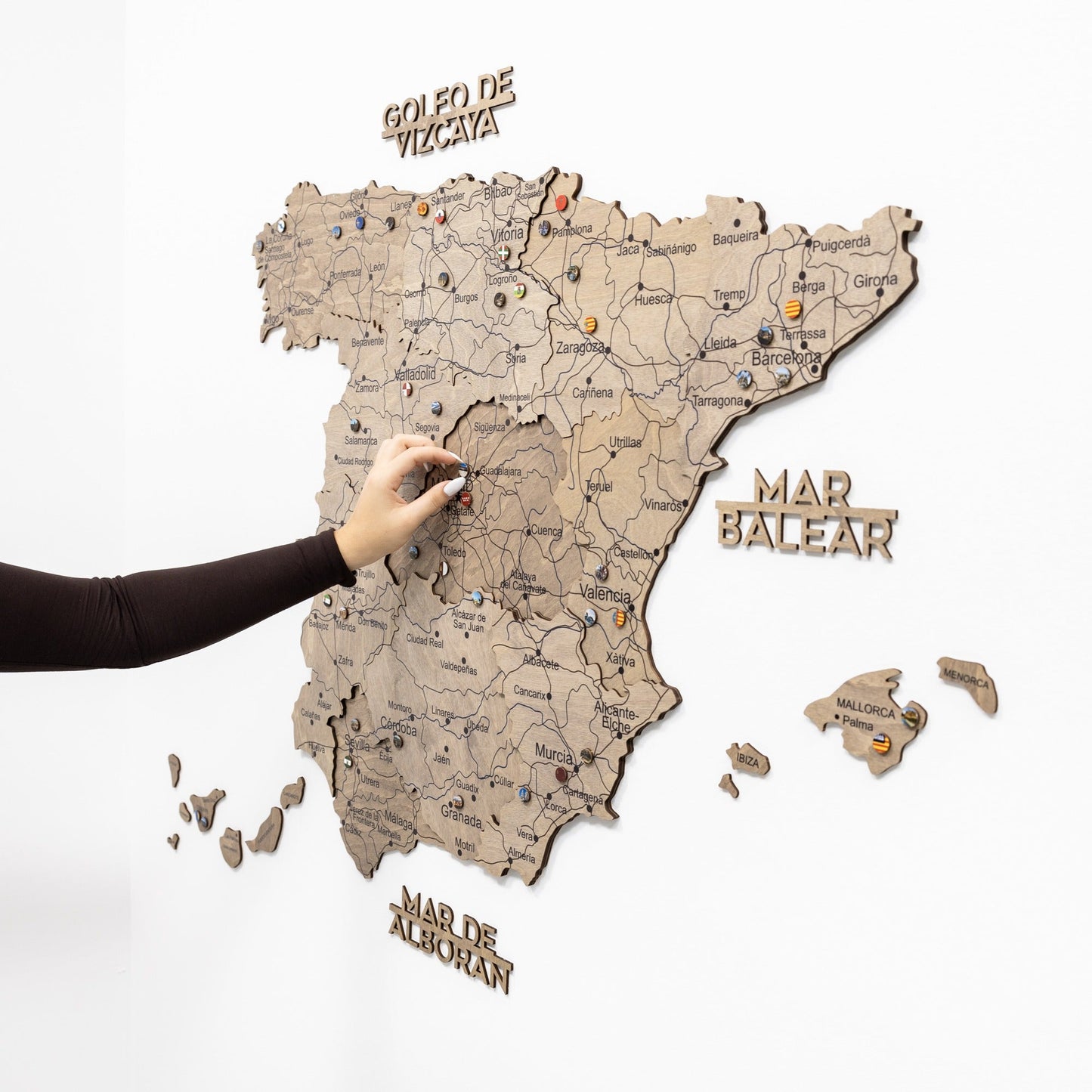Wooden Map Of Spain Wall Art - Terra