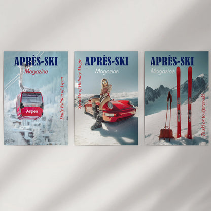 Girly Apres Ski Wall Art Set of 3 Chic Resort Prints
