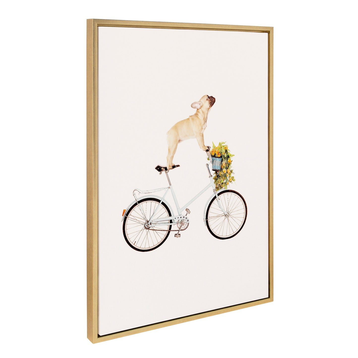 Sylvie Frenchie Bulldog on a Bicycle Framed Canvas by Amy Peterson Art Studio