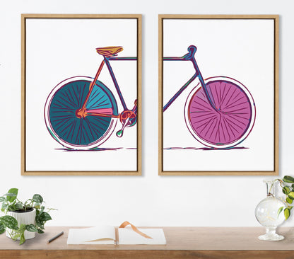 Colorful Bicycle Framed Canvas Wall Art Set