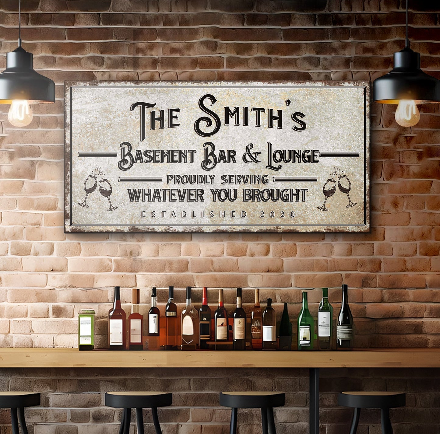 Basement Bar And Lounge Canvas Sign