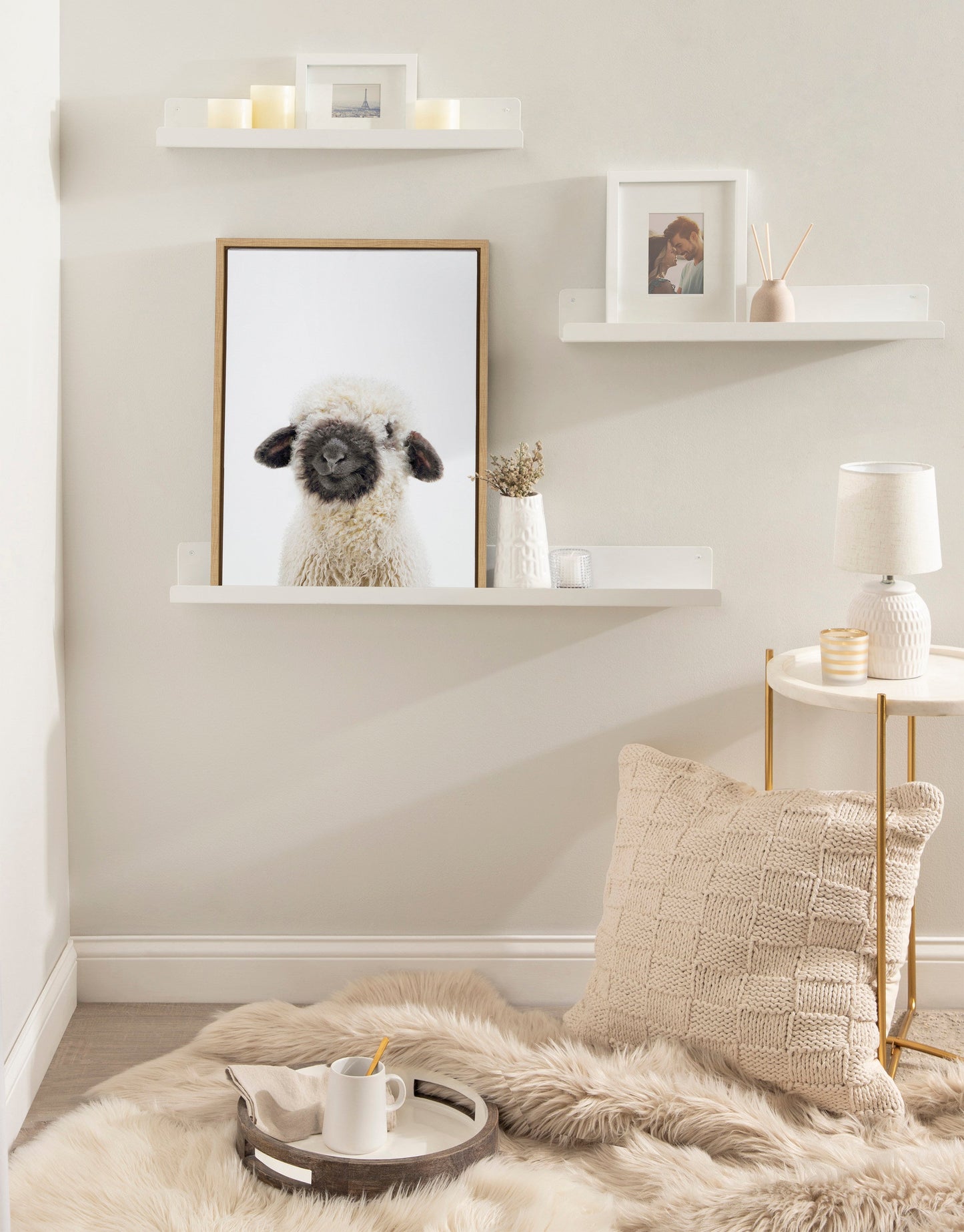 Black Nosed Sheep Framed Canvas Wall Art, Farmhouse Decor
