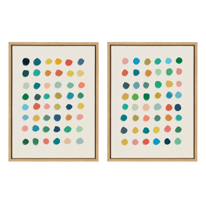 Vibrant abstract meditation framed canvas wall art set, two panels, easy to hang