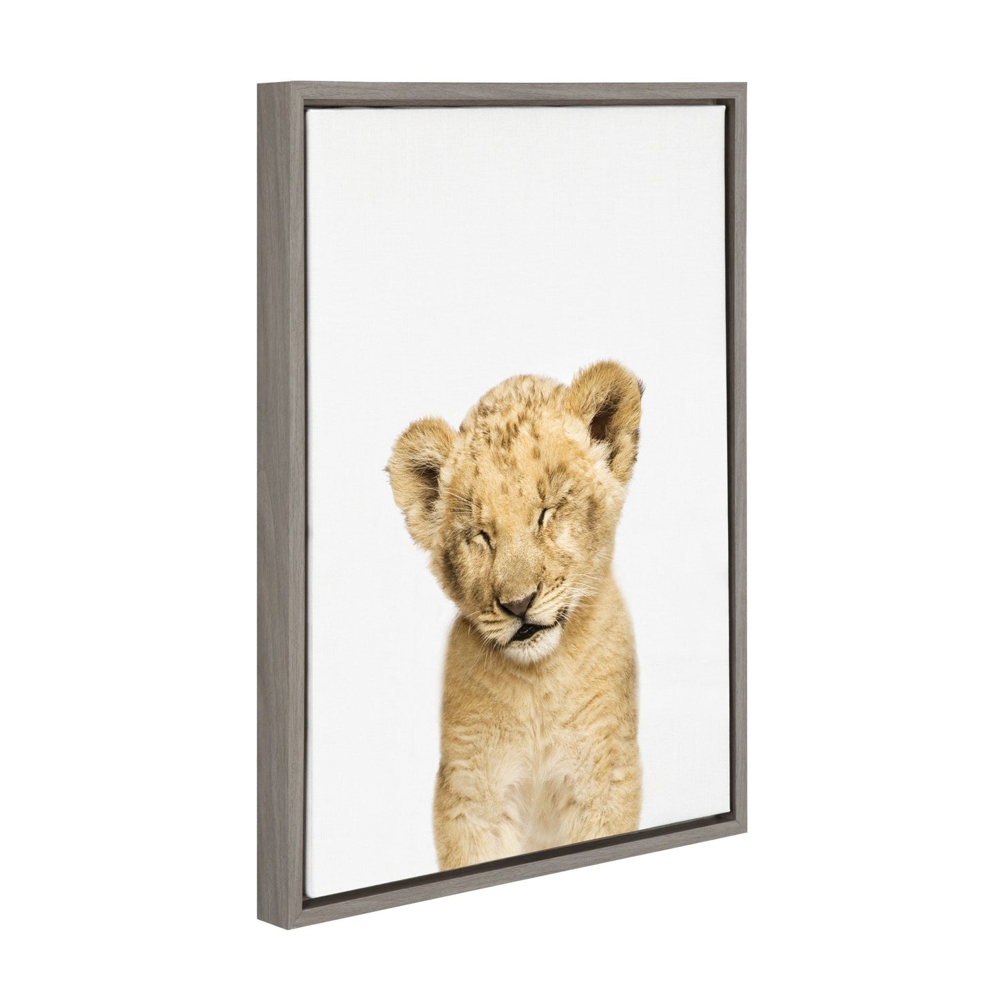 Sleepy Lion Framed Canvas Wall Art, Safari Nursery Decor