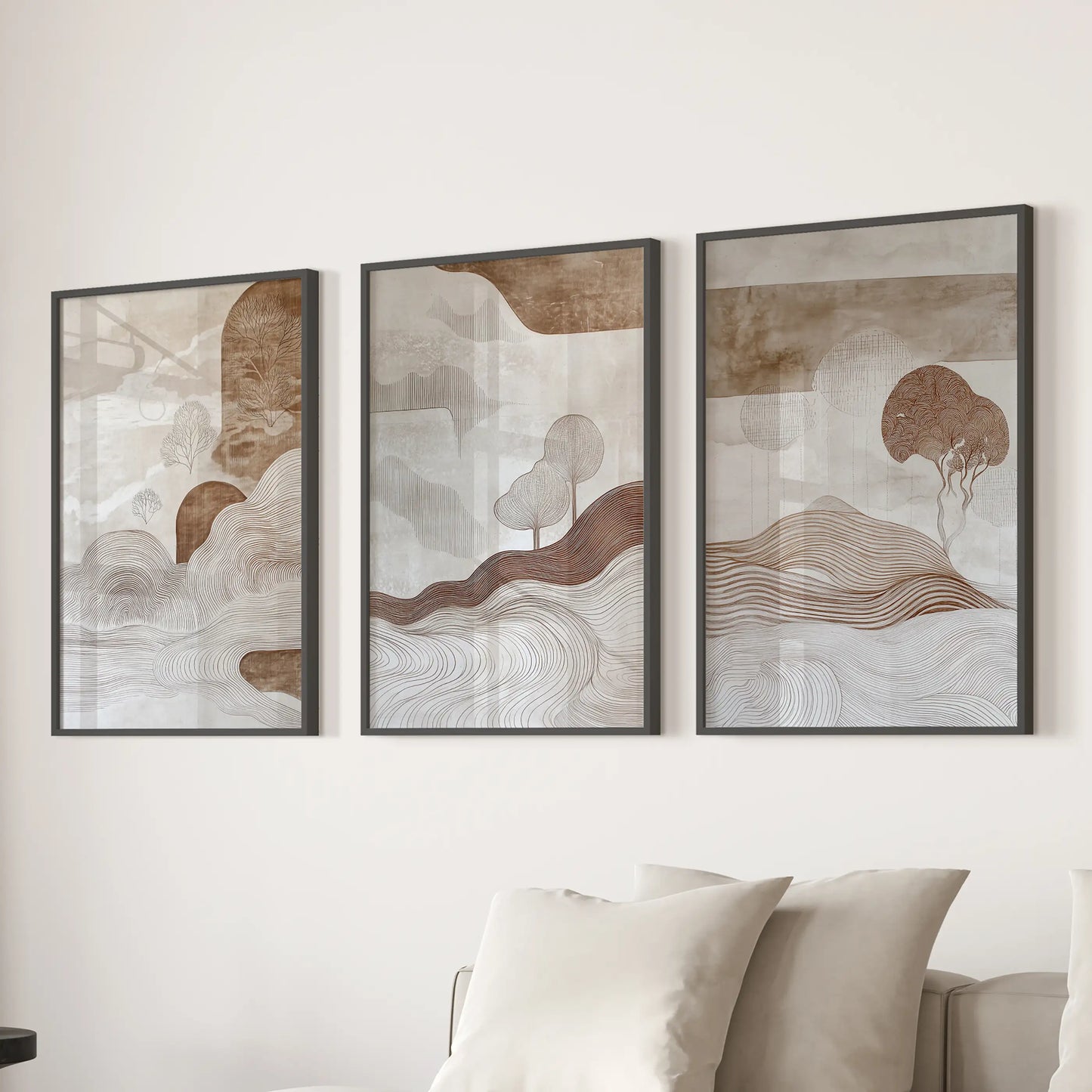 Wabi Sabi Earth Tone Landscape Wall Art Set of 3