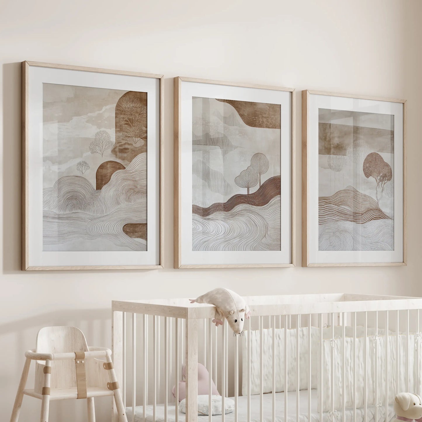 Wabi Sabi Earth Tone Landscape Wall Art Set of 3