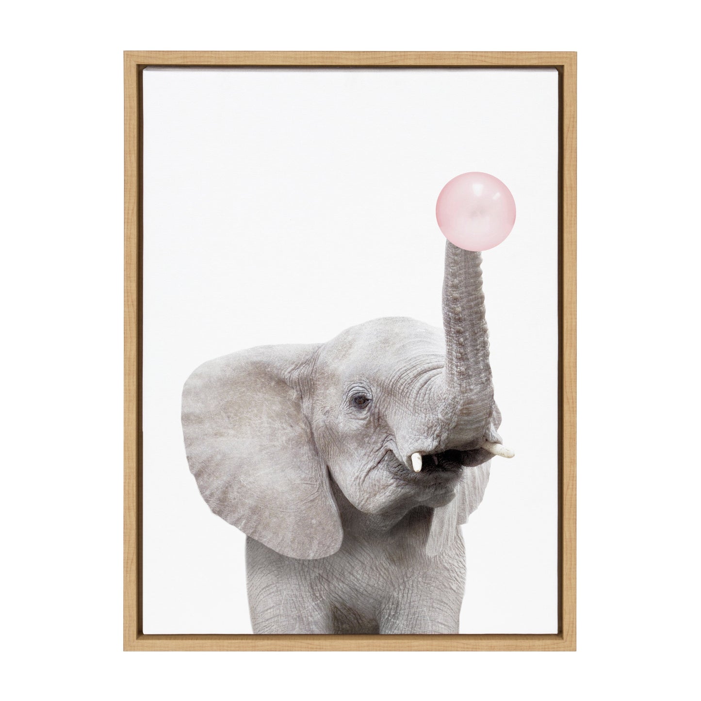 Bubble Gum Elephant Framed Canvas Wall Art