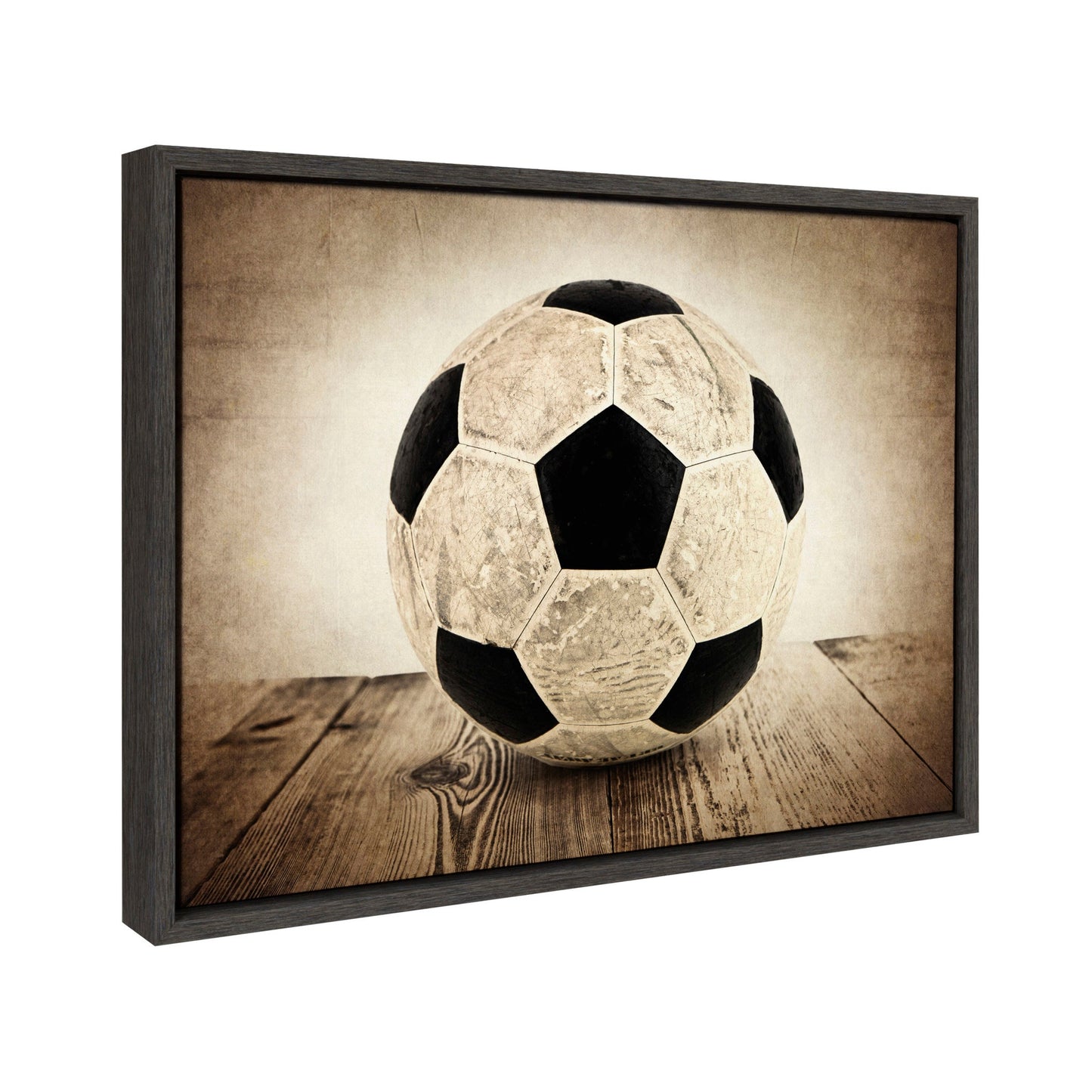 Soccer Ball on Wood Framed Canvas Wall Art