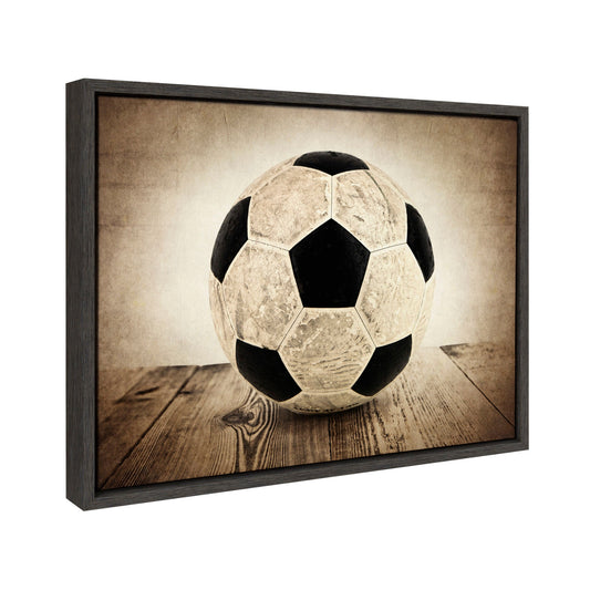 Soccer Ball on Wood Framed Canvas Wall Art