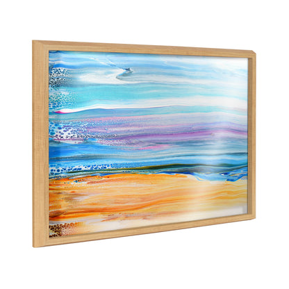 Sand and Surf abstract coastal framed wall art in calm tones, ready to hang