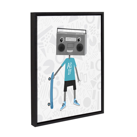 Sylvie Boom Box Boy 2 Framed Canvas by Molly Fabiano, Black 18x24