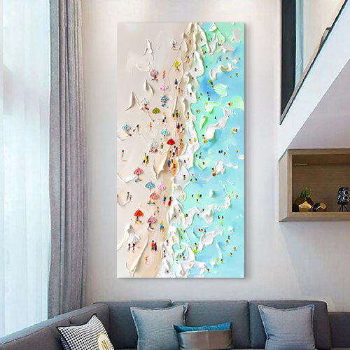 Beachfront Painting Coastal Canvas Wall Art