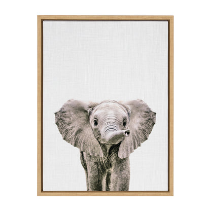 Sylvie Baby Elephant Color Framed Canvas by Simon Te of Tai Prints