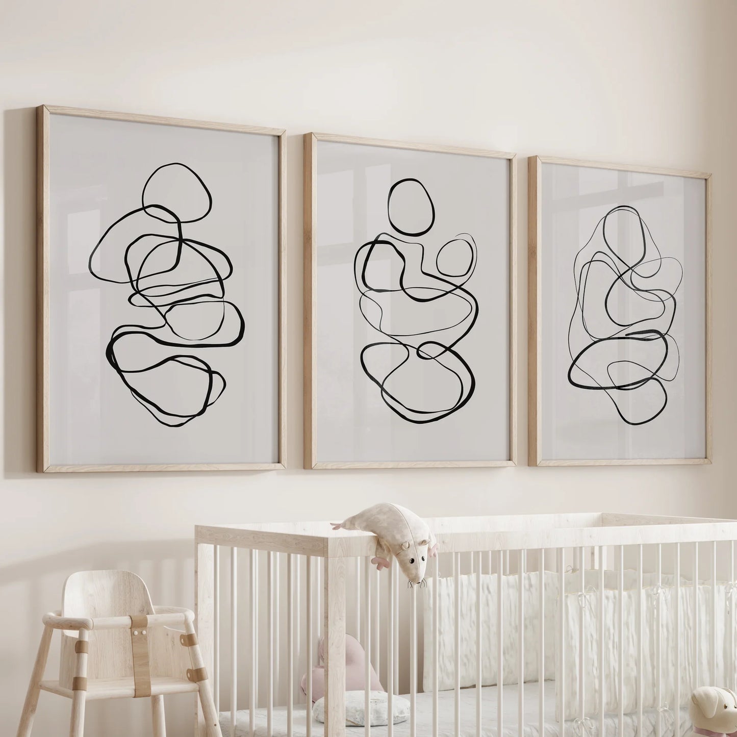 Abstract Figure Line Art Wall Art Set of 3 Minimalist Prints
