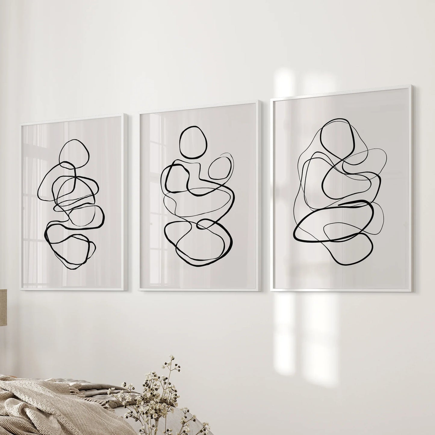 Abstract Figure Line Art Wall Art Set of 3 Minimalist Prints