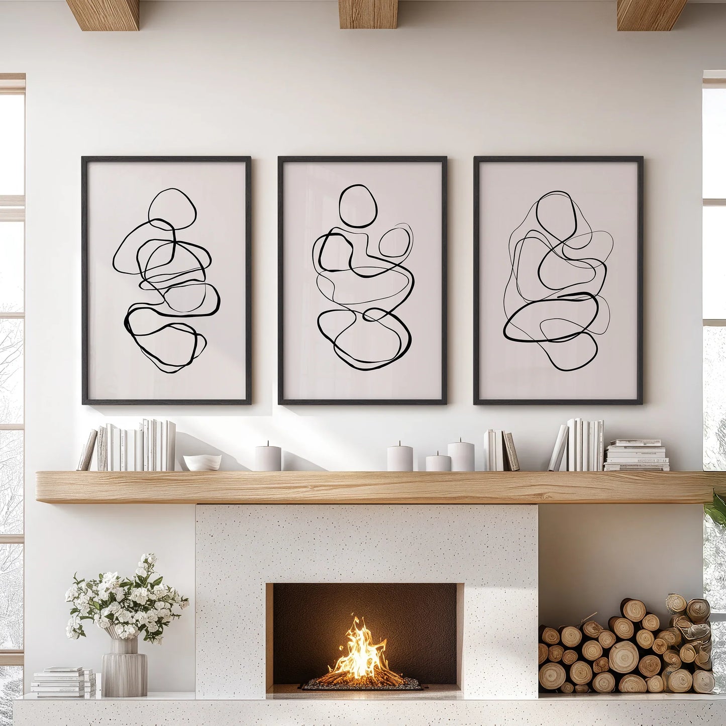Abstract Figure Line Art Wall Art Set of 3 Minimalist Prints