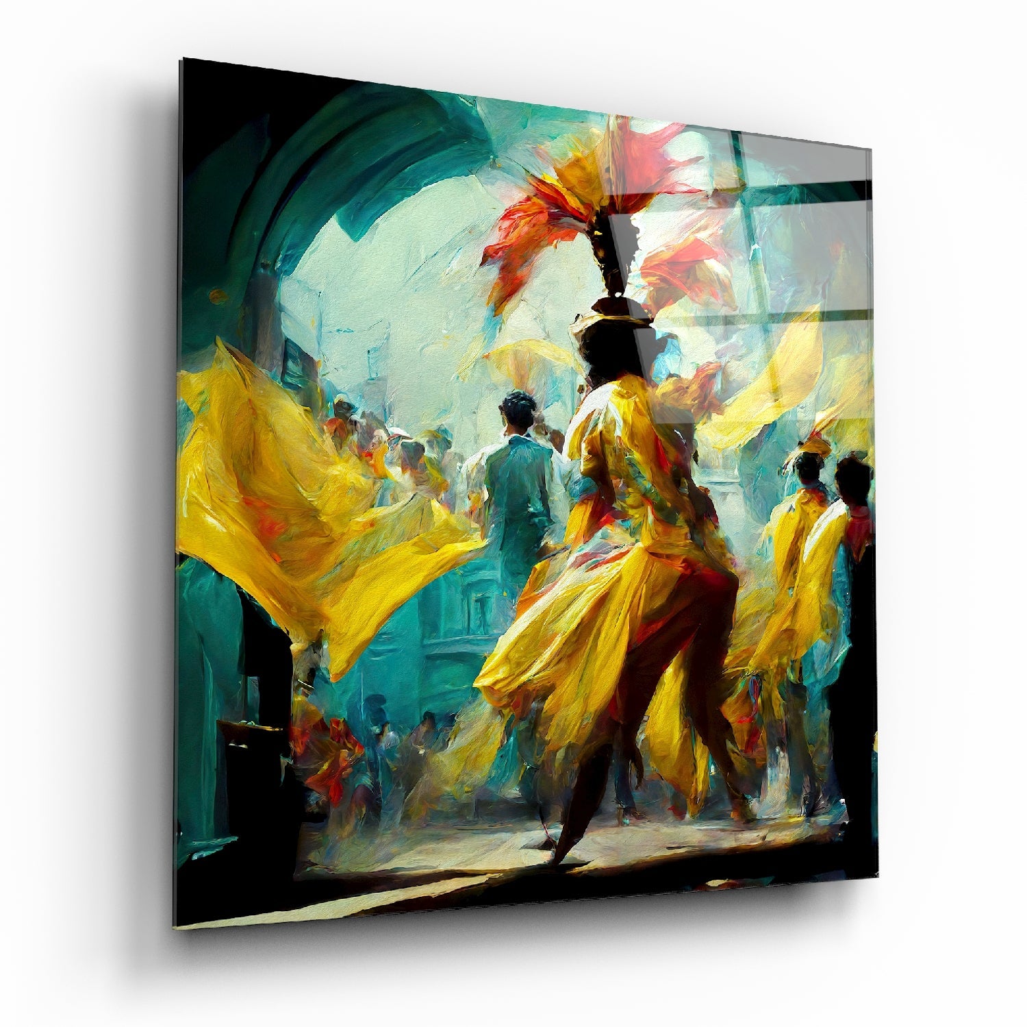 Festival glass wall art vibrant design