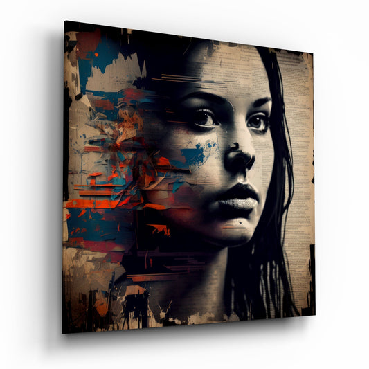 Women glass wall art silhouette design