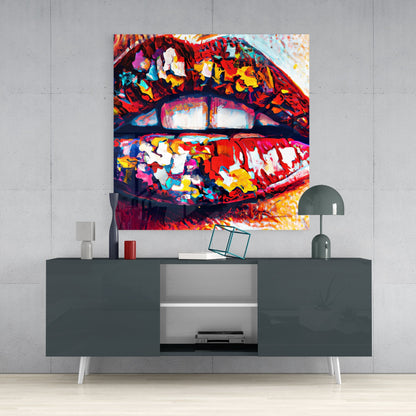 Lips Glass Wall Art