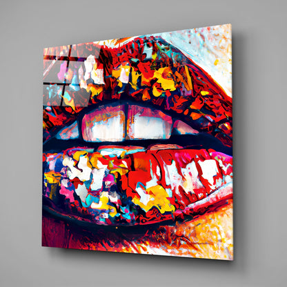 Lips Glass Wall Art