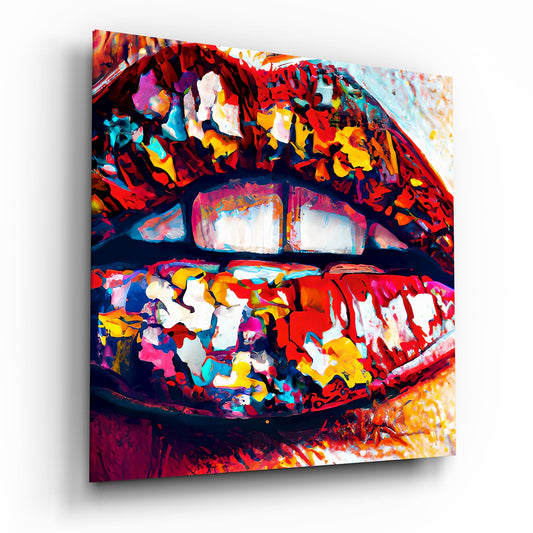 Lips glass wall art bold graphic design