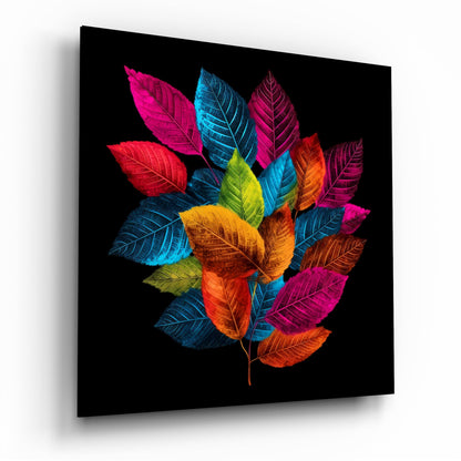 Leaves glass wall art botanical design