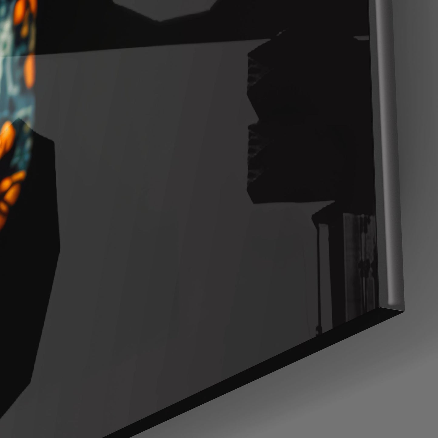 Flowery Skull Glass Wall Art