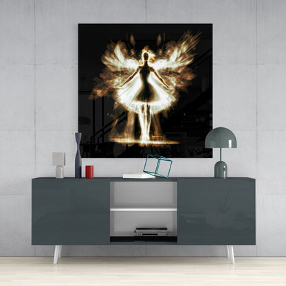 Flame Dancer Glass Wall Art